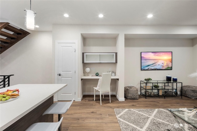 interior space with hardwood / wood-style flooring