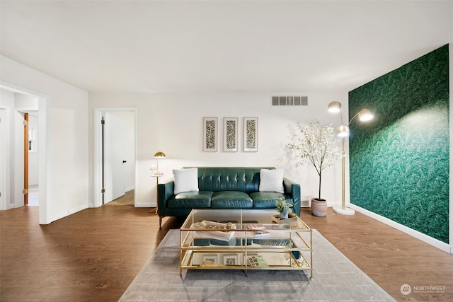 living room with hardwood / wood-style floors