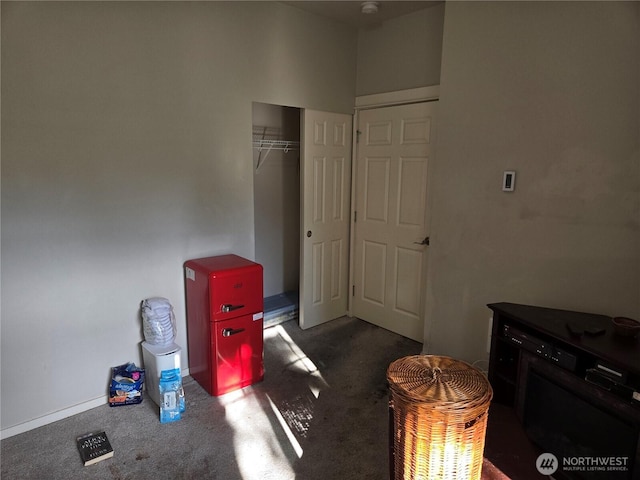 bedroom with carpet and a closet