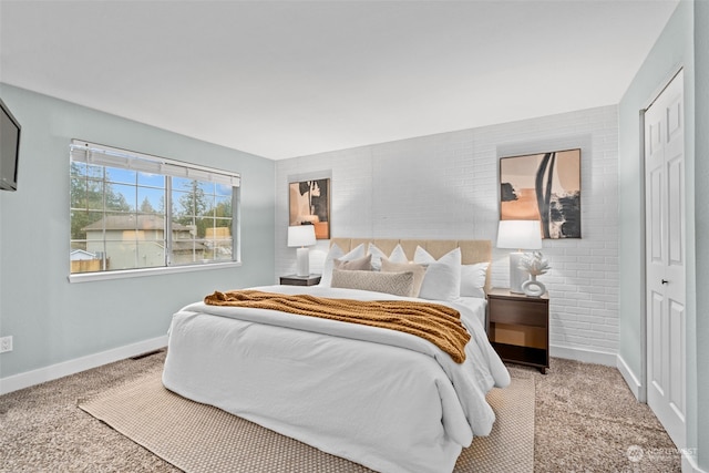 bedroom with a closet and carpet