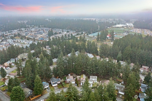 view of aerial view at dusk