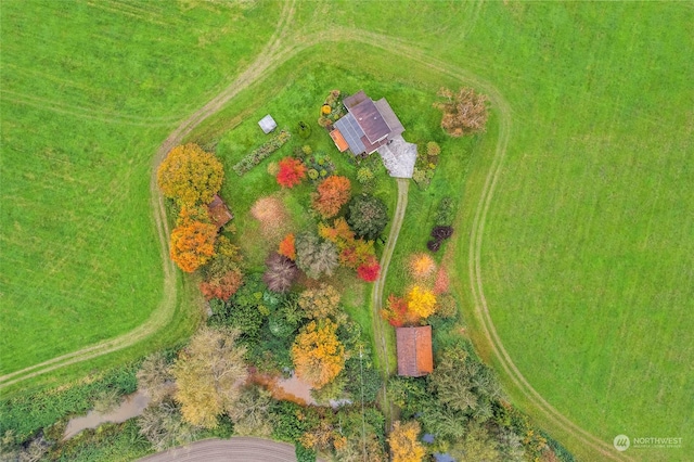 drone / aerial view with a rural view