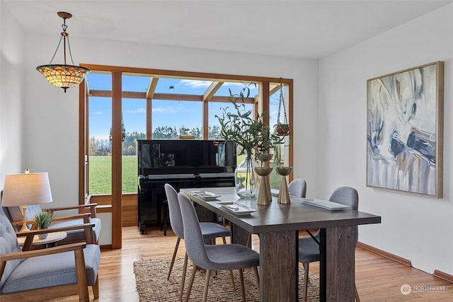 dining area with light hardwood / wood-style floors