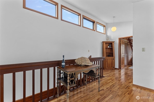 hallway featuring light hardwood / wood-style flooring and a healthy amount of sunlight