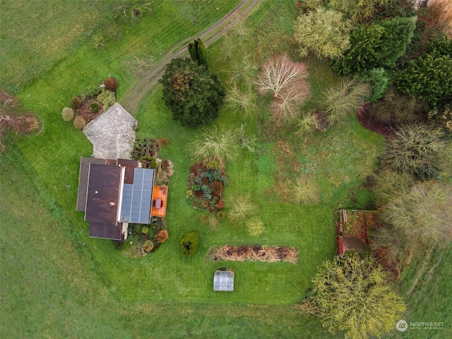 drone / aerial view featuring a rural view