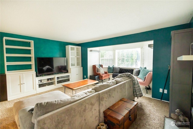 living room with carpet floors