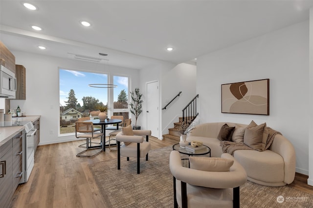 living room featuring light hardwood / wood-style flooring