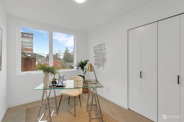 home office featuring light carpet and plenty of natural light