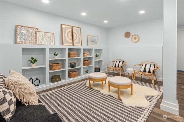 living area featuring dark hardwood / wood-style flooring