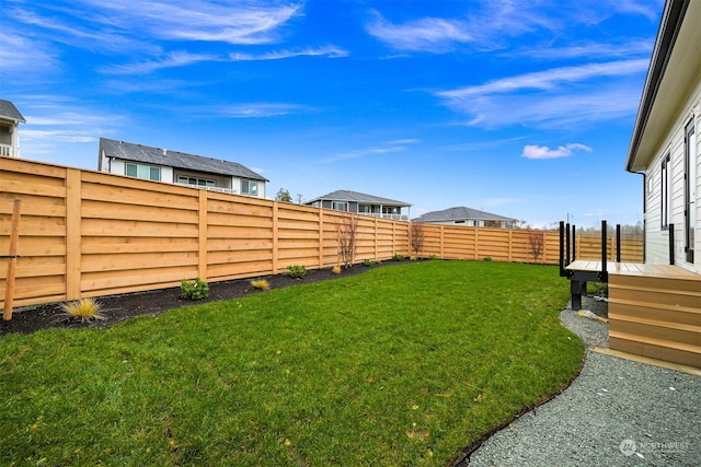 view of yard featuring a fenced backyard