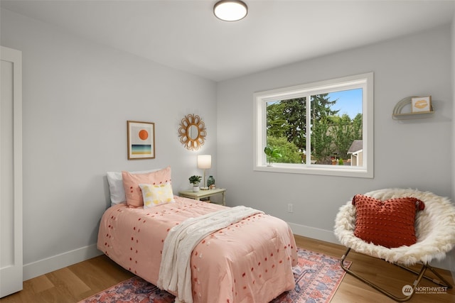 bedroom featuring light hardwood / wood-style flooring