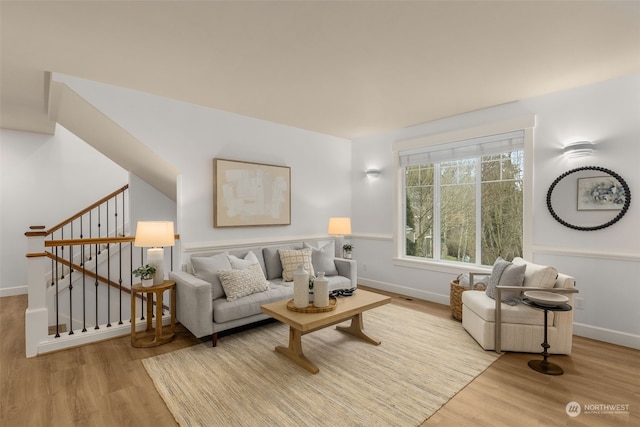 living room featuring light hardwood / wood-style floors