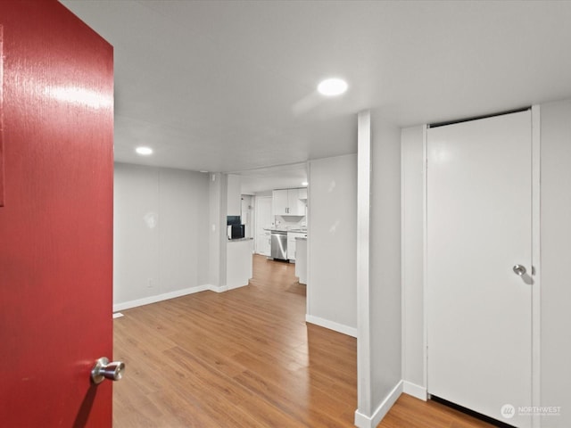 hall featuring light hardwood / wood-style flooring