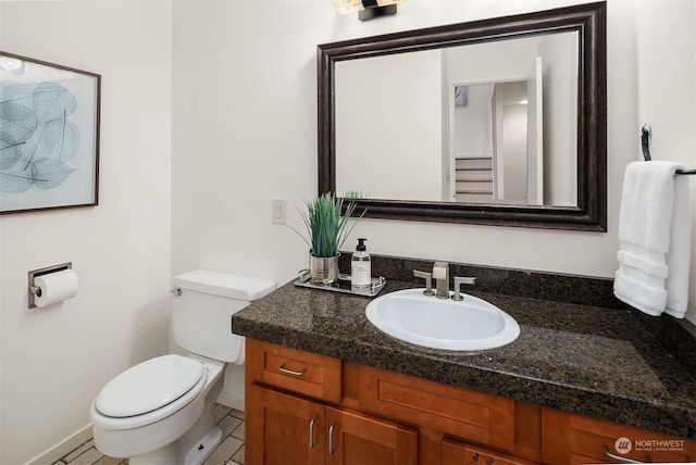 bathroom with toilet and vanity