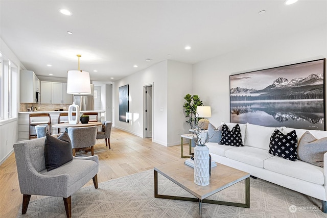 living room featuring light hardwood / wood-style flooring