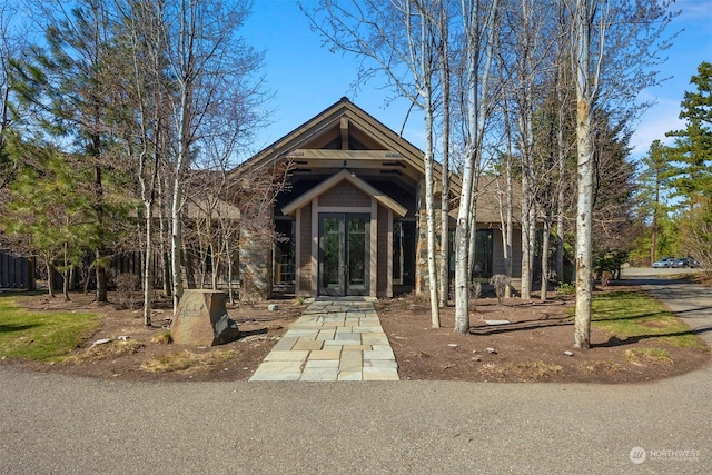 view of front facade with french doors