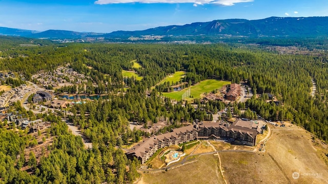 bird's eye view with a mountain view