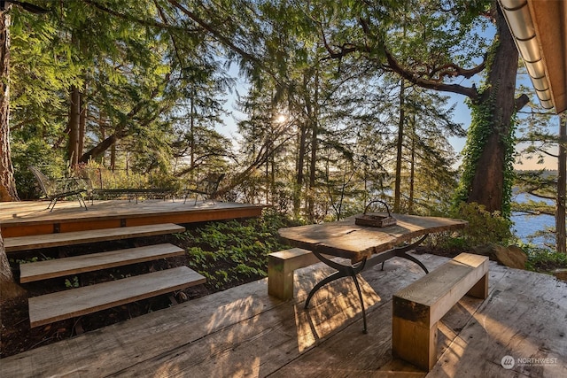 view of deck at dusk