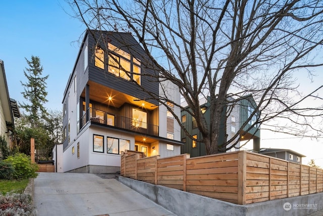 modern home with a balcony