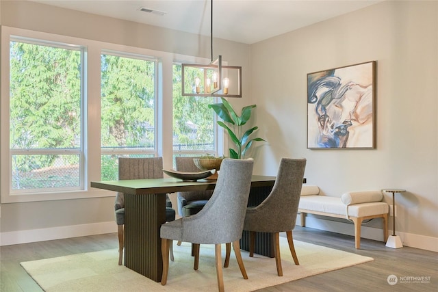 dining space featuring hardwood / wood-style flooring