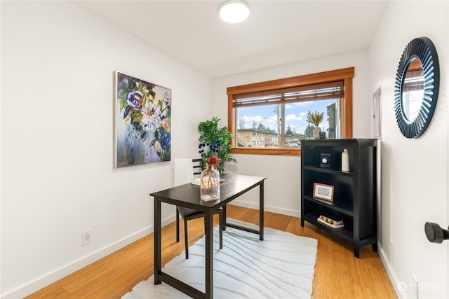 office space featuring hardwood / wood-style floors