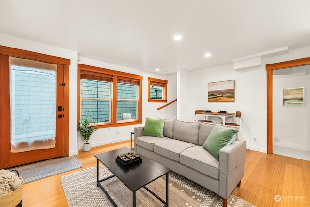 living room featuring light hardwood / wood-style flooring