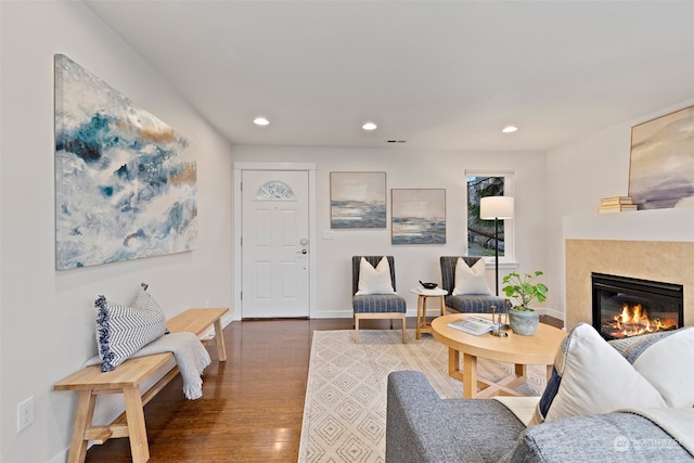 living room with wood-type flooring