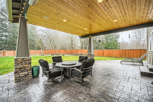 view of patio featuring outdoor dining area and a fenced backyard