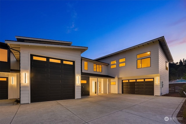 modern home featuring a garage