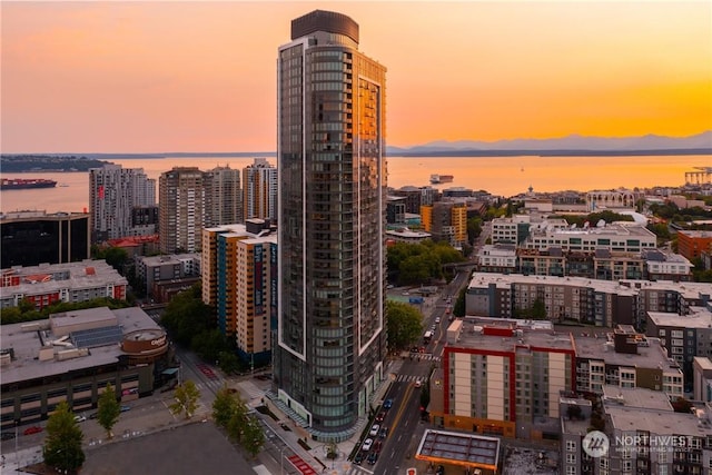 property's view of city with a water view