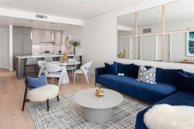 living room featuring light hardwood / wood-style flooring