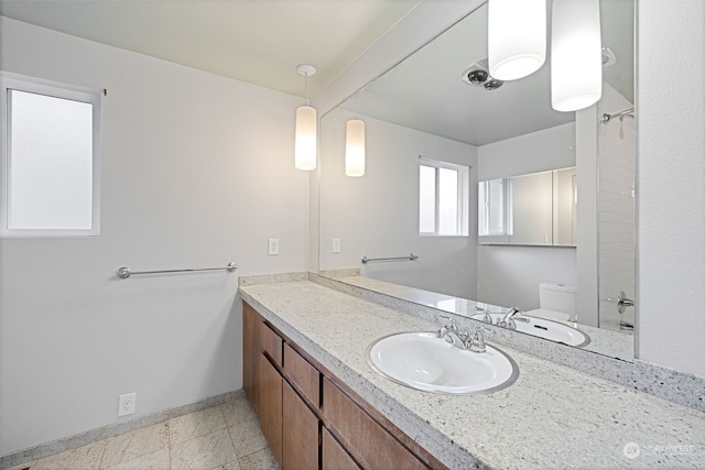 bathroom with toilet and vanity