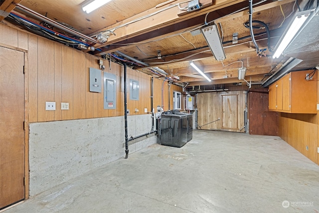 basement with electric panel