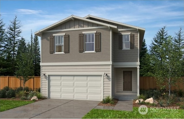 view of front property with a garage