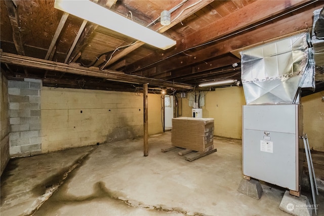 basement with water heater