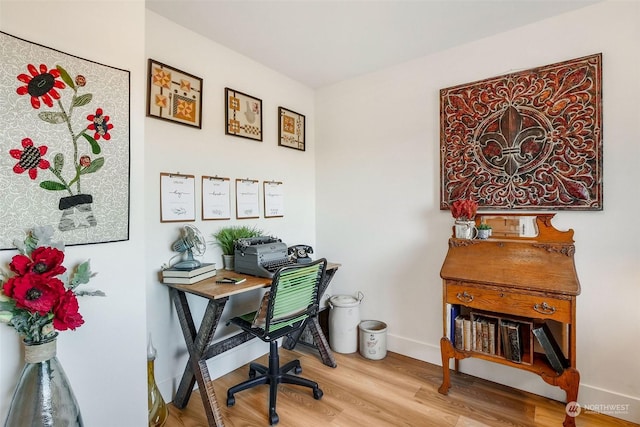 office area featuring hardwood / wood-style flooring