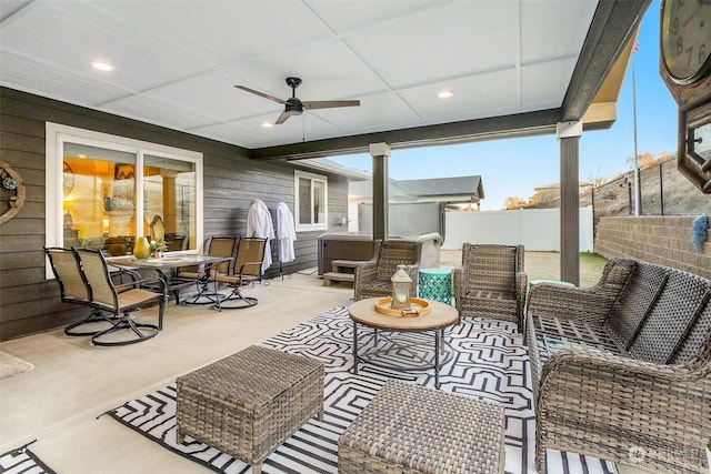 view of patio / terrace featuring an outdoor living space and ceiling fan