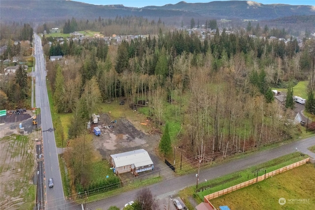 drone / aerial view with a mountain view