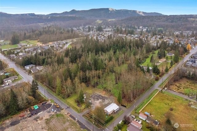 bird's eye view featuring a mountain view