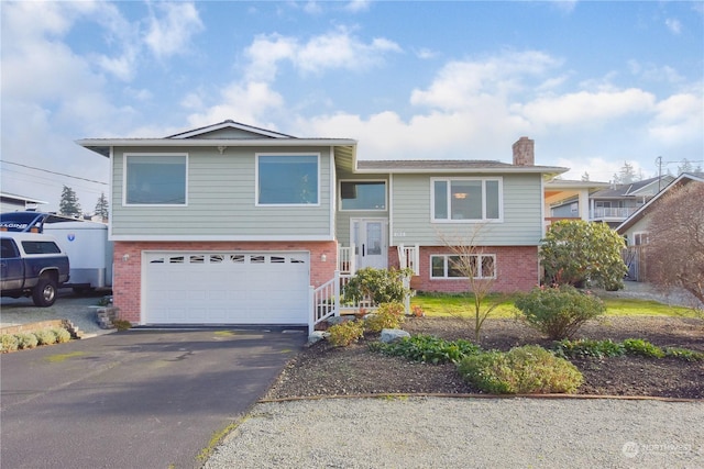 bi-level home with a garage