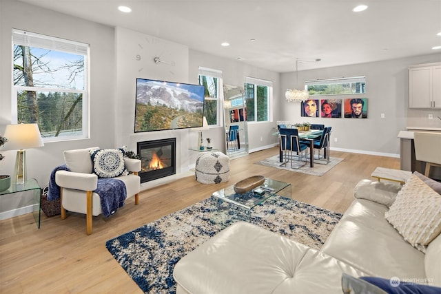 living room featuring light hardwood / wood-style flooring