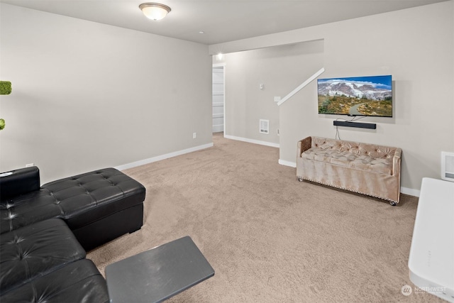 living room with carpet flooring