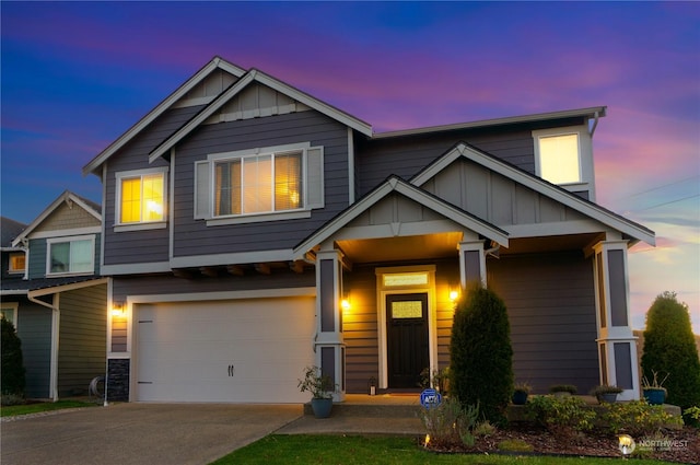 craftsman house featuring a garage