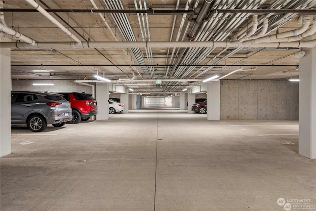 garage with a garage door opener