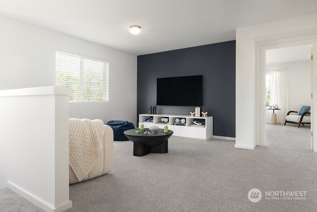 living room with carpet