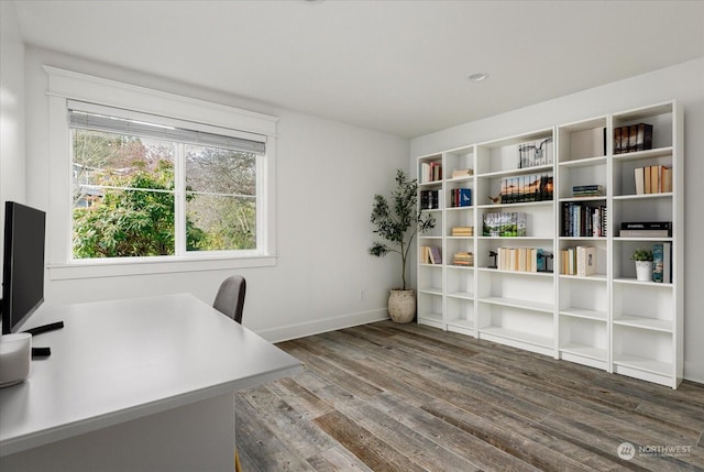 office space featuring hardwood / wood-style floors