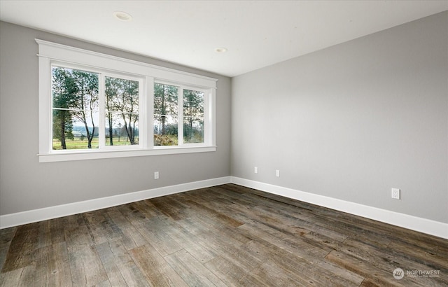 empty room featuring dark hardwood / wood-style flooring