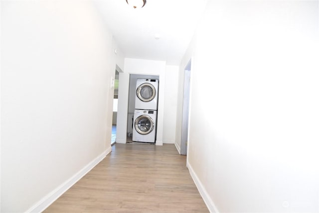 17333 33rd Ave S, Seatac, WA 98188 - hall with stacked washer and clothes dryer and light hardwood / wood-style floors