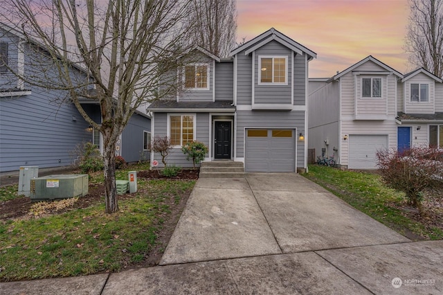 view of front property with a garage