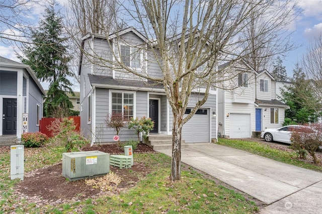 front of property with a garage